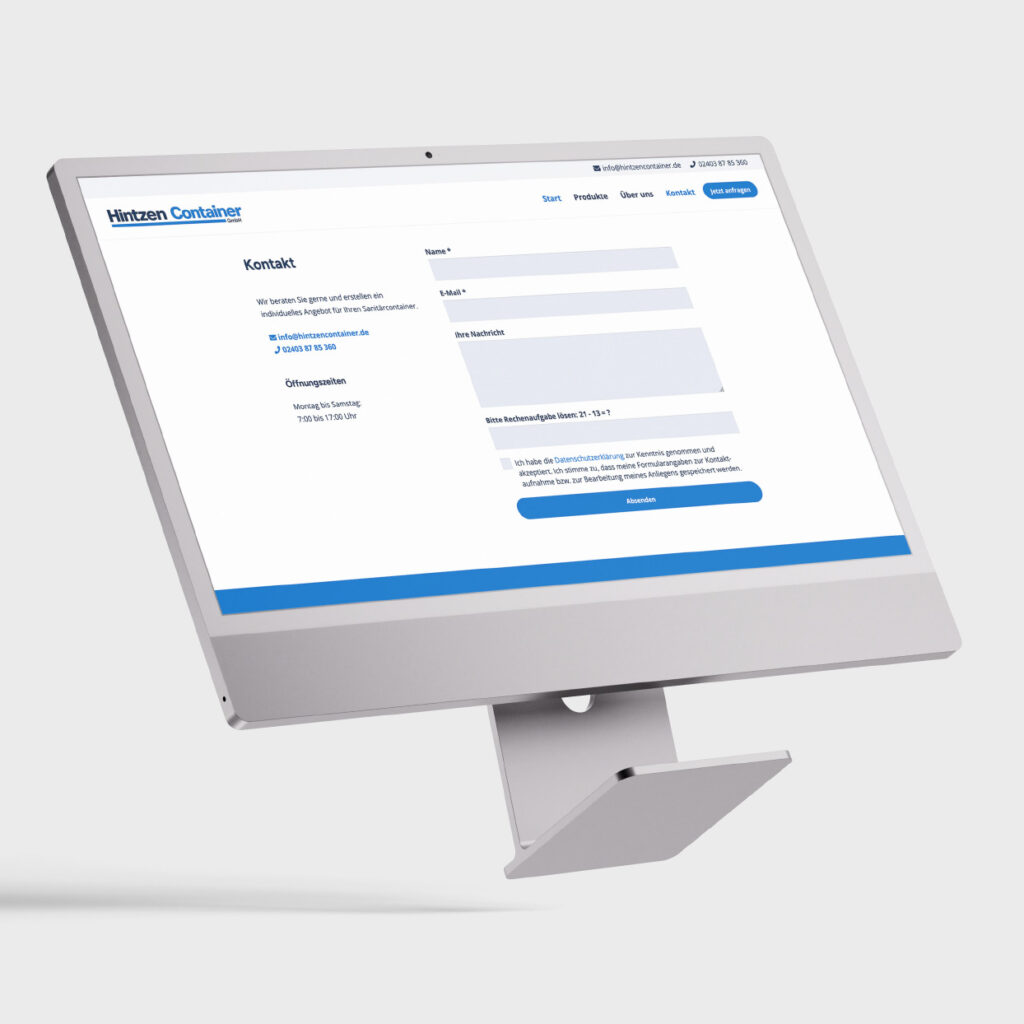 Website Kontaktformular zur einfachen Anfrage